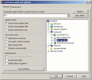 Extract RAR file to SD Card