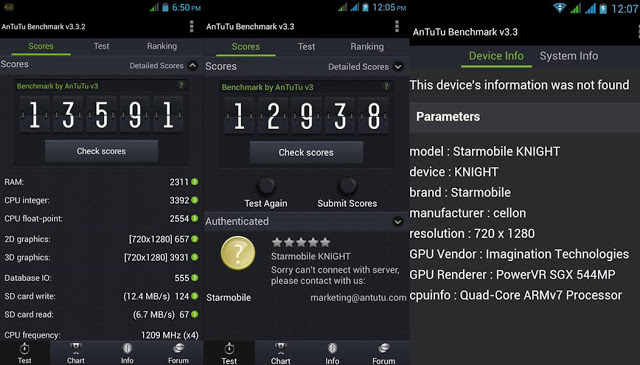 Starmobile Knight Antutu Benchmark Result