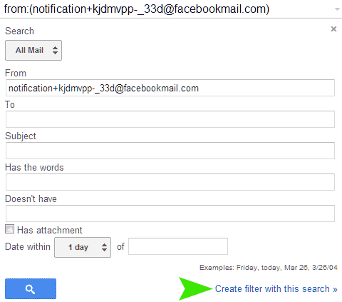 Creating filter in Gmail