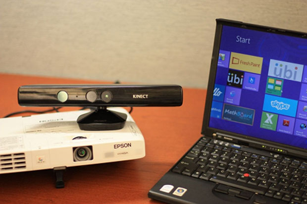 Projector, Kinect Sensor and Windows 8 Laptop