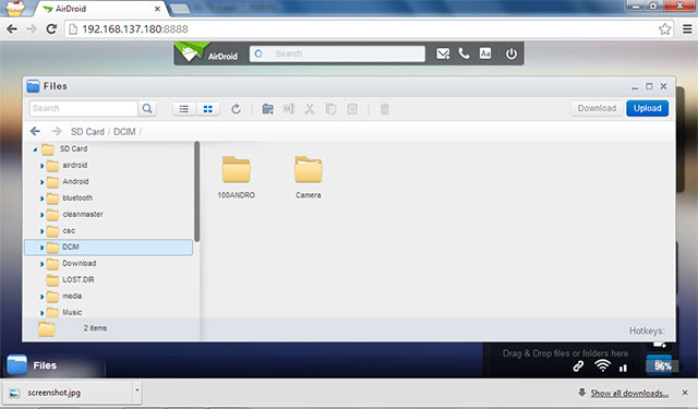 Airdroid Wireless File Transfer