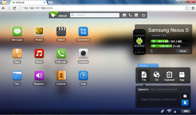 Airdroid User Interface