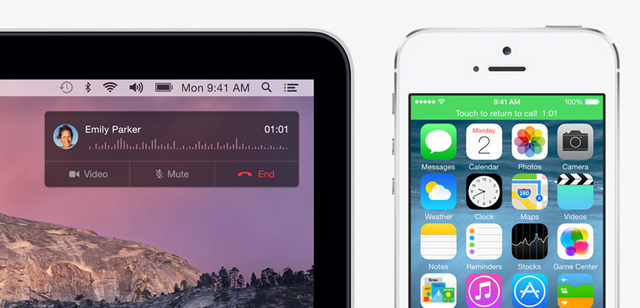 Taking an iPhone call using Mac OS X Yosemite