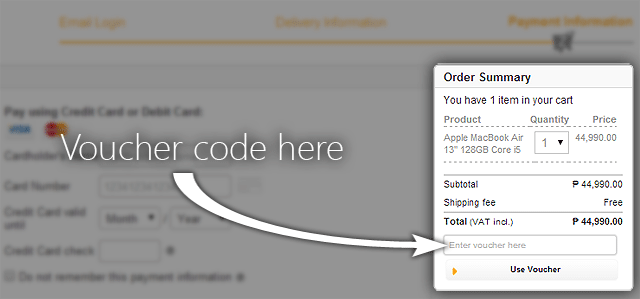 Enter Lazada Voucher code