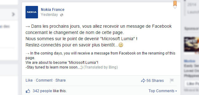 Microsoft Lumia Facebook