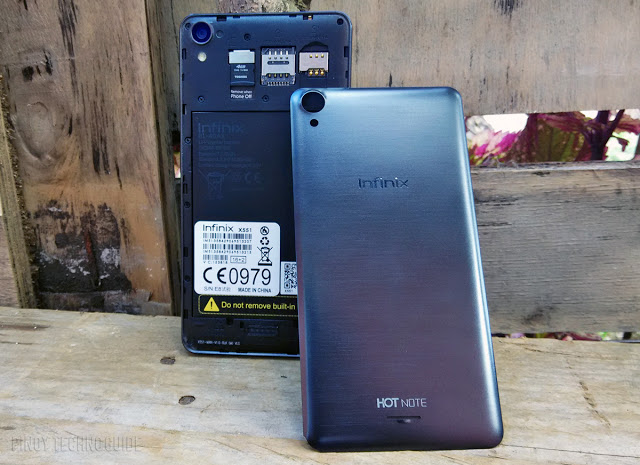 Infinix Hot Note with back cover removed