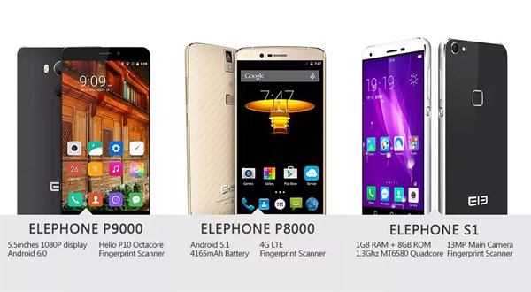 Elephone P9000, Elephone P8000 and Elephone S1.