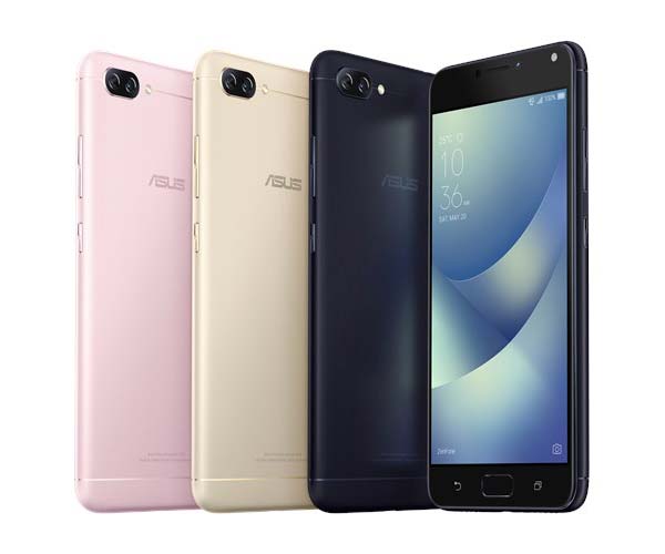 The ASUS Zenfone 4 Max in pink, gold and black.