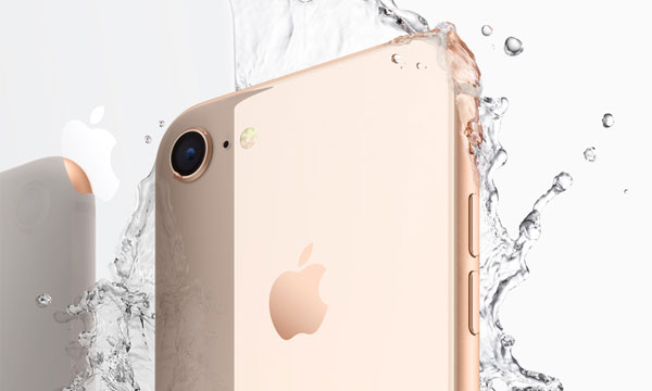 The iPhone 8 touts its IP67 certified water resistant body.