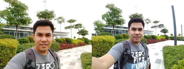 Normal vs. wide angle selfie using the ASUS Zenfone 4 Selfie.