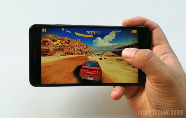 Playing Asphalt 8 Airborne on the Huawei Y7 Prime.