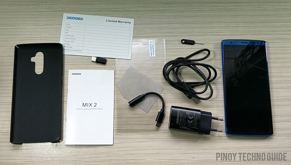 Contents of the Doogee Mix 2 box.