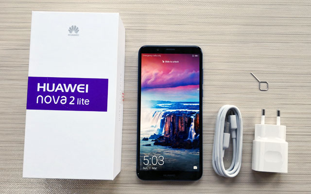 Unboxing the Huawei Nova 2 Lite smartphone.