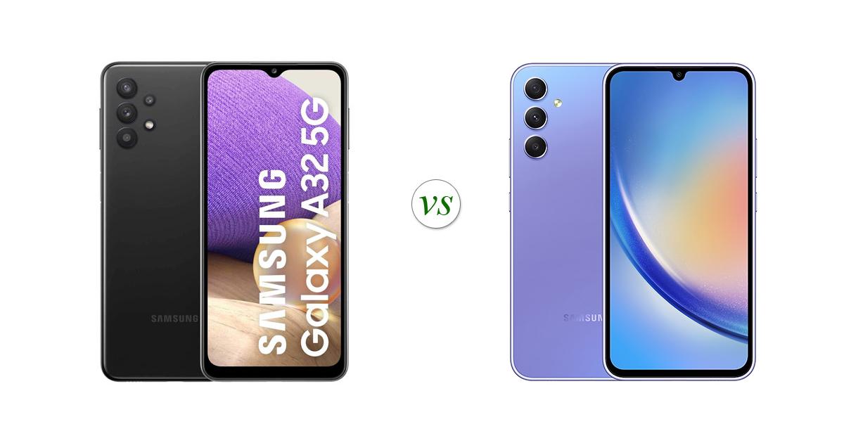 Samsung galaxy a32 5g vs samsung galaxy a34 5g side by side specs