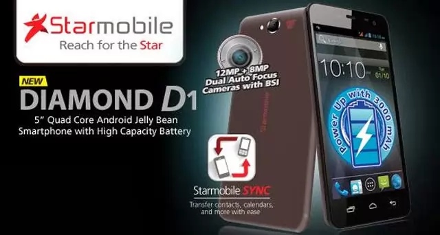 Starmobile Diamond D1 Specs, Price and Features: 5-Inch Quad Core Phablet