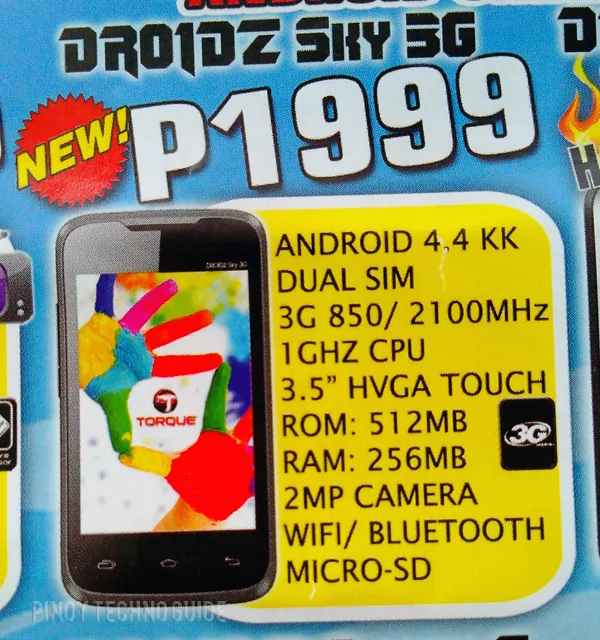 [Exclusive] Torque Droidz Sky 3G Android Kitkat Smartphone for ₱1,999