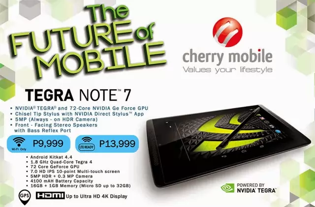 LTE Version of Cherry Mobile Tegra Note 7 Officially Priced ₱13,999