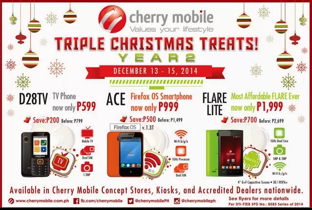 ON SALE! Cherry Mobile Flare Lite, Ace with Firefox OS and D28TV