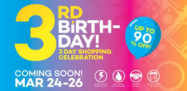 Lazada Celebrates Third Anniversary with 3-Day Sale and Up to 90% in Discounts