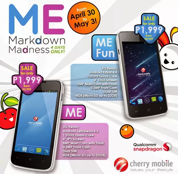 Price Drop: Cherry Mobile Me and Me Fun – ₱1,000 Cheaper on April 30 to May 3
