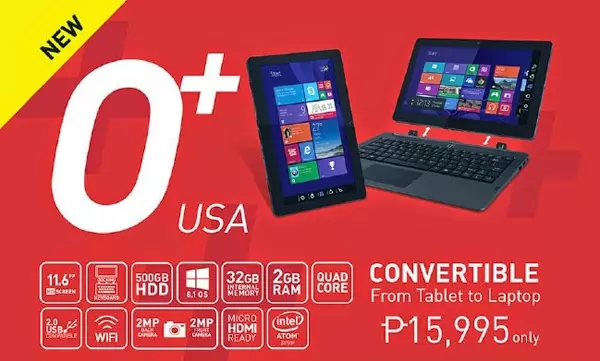 O+ Convertible 2-in-2 Windows Laptop/Tablet Launched with Quad Core Intel Atom Processor, 2GB RAM and 11.6-Inch Display for ₱15,995