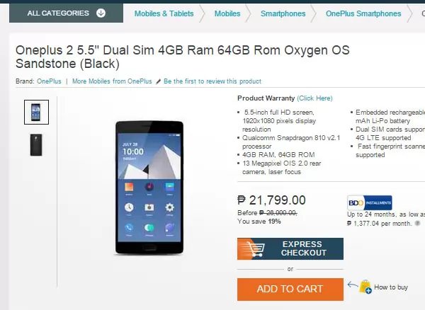 OnePlus 2 Shows Up on Lazada for ₱21,799.00