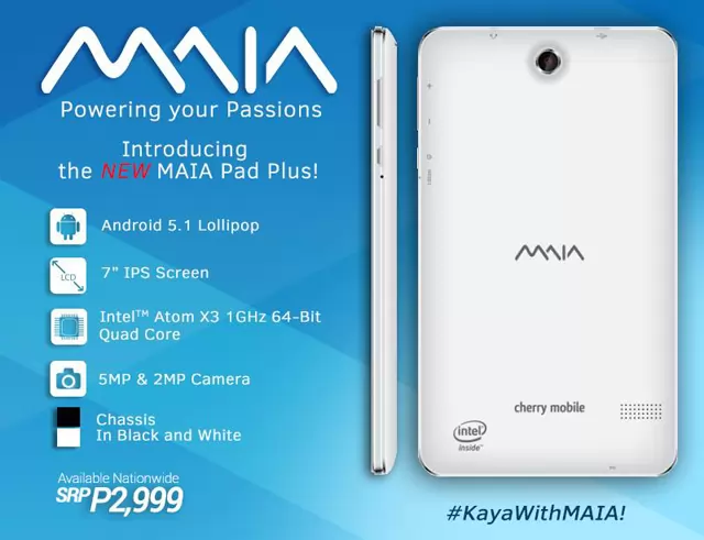 Cherry Mobile MAIA Pad Plus is an Intel Powered Tablet with Android Lollipop OS for ₱2,999
