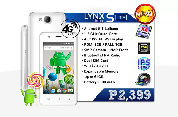 SKK Lynx S LTE Mini is a 4G LTE Smartphone for ₱2,399 Only – Full Specs and Features