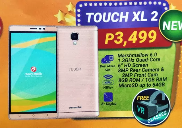 Cherry Mobile Touch XL 2 comes with Free VR Glasses for ₱3,499