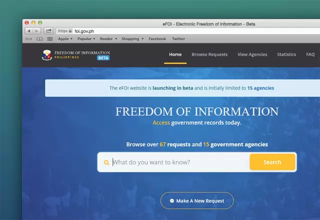 Freedom of Information Website Now Online