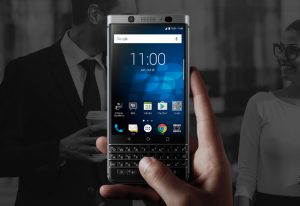 The BlackBerry KEYone flaunting its keyboard.