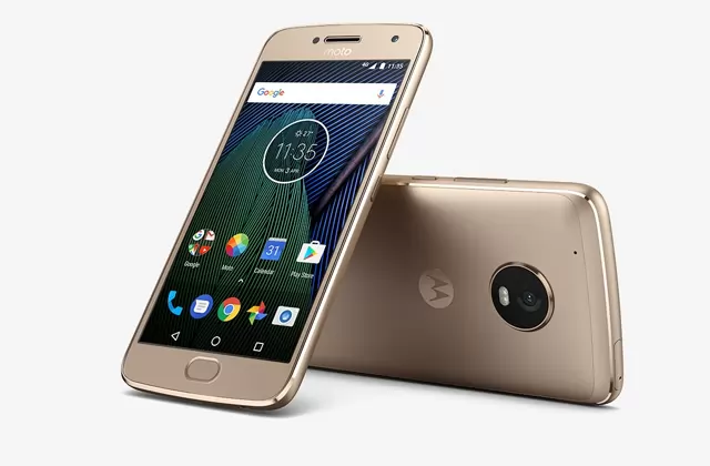 The Motorola Moto G5 Plus in gold.