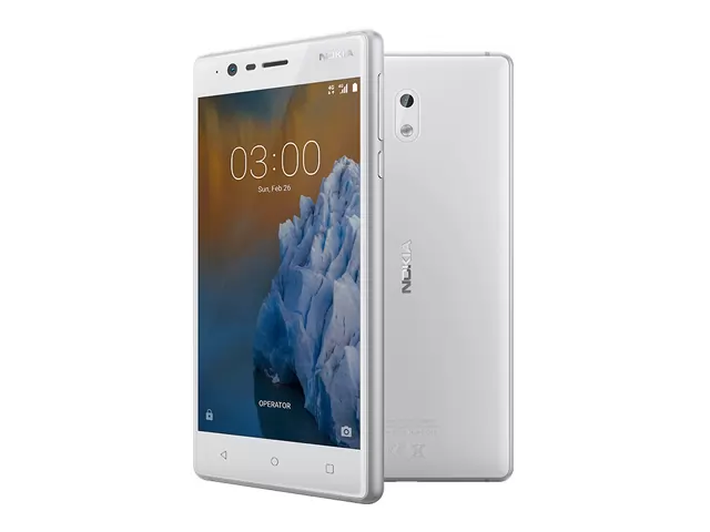 The Nokia 3 smartphone in white.