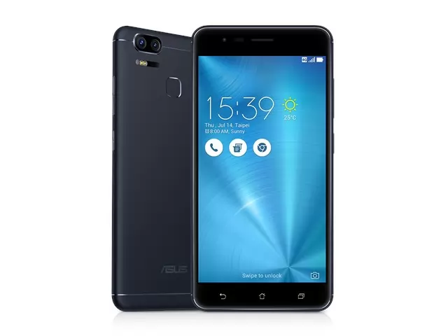 The ASUS Zenfone 3 Zoom smartphone in navy black.