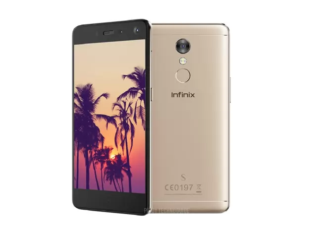 The Infinix S2 Pro smartphone in champagne gold.