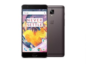 The OnePlus 3T smartphone in gunmetal gray.