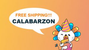 Lazada's mascot announcing the Free Shipping for CALABARZON.