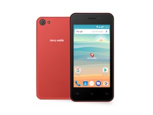 The Cherry Mobile Flare P1 Mini smartphone in red.