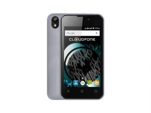 The Cloudfone Go Connect smartphone in gray.