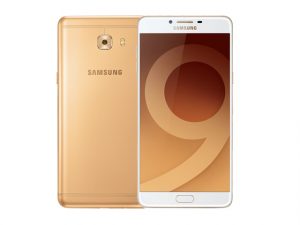 The Samsung Galaxy C9 Pro smartphone in gold.