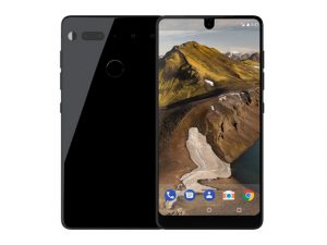 The Essential Phone smartphone in black.