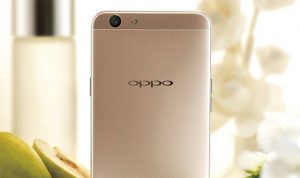 The OPPO F1s smartphone in gold.