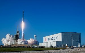 A previously flown Falcon 9 rocket flies back to space.