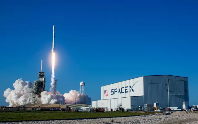 A previously flown Falcon 9 rocket flies back to space.