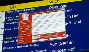 A WannaCry-infected train station computer in Germany.
