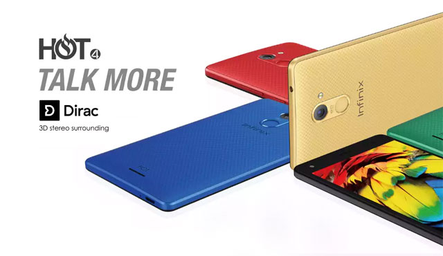 The Infinix Hot 4 Pro in different colors.
