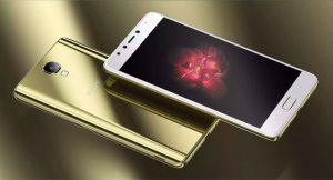 The Infinix Note 4 smartphone in shiny gold color.