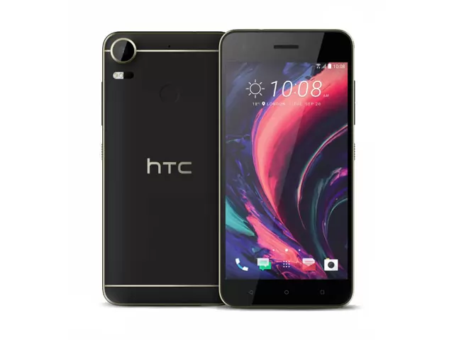 The HTC Desire 10 Pro smartphone in black.