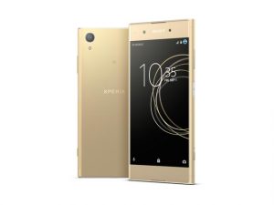 The Sony Xperia XA1 Plus smartphone in gold.