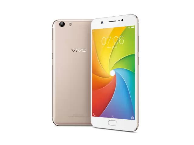 The Vivo Y69 smartphone in gold.